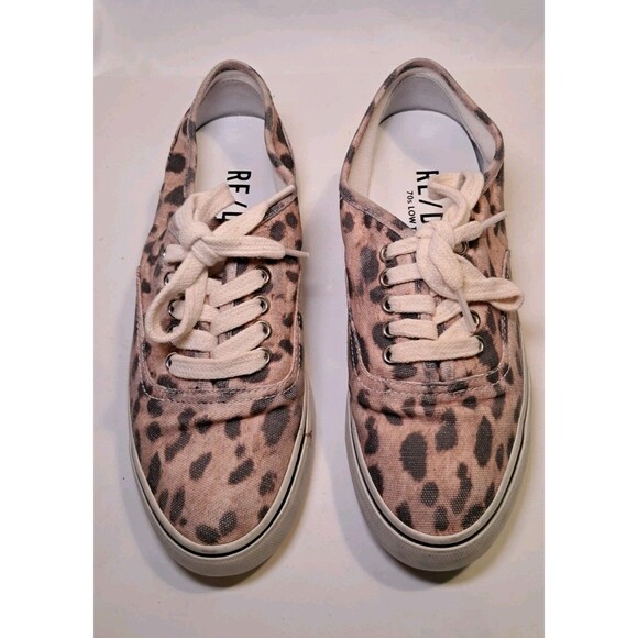 Re/Done Faded Leopard Print Low Top Skate Sneakers Lace Ups Size 38 EU/7.5 US - Picture 2 of 8